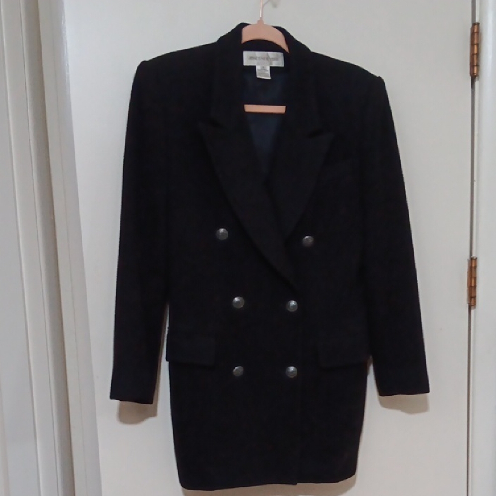 Jones New York Ink Blue Double-Breasted Blazer/Peacoat